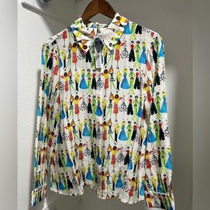 Alice + Olivia Willa Staceface Silk Button-Up. XL. NWT.